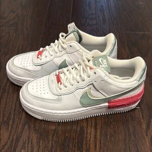 Nike Air Force 1 Shadow White Green Coral Sneakers